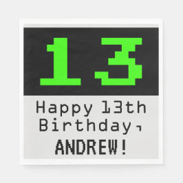 13. Geburtstag - Nerdy / Geeky Style "13" & Name Serviette