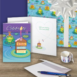 13. Geburtstag Niedlicher Frosch Karte