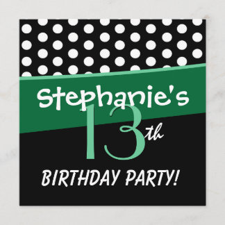 13. Geburtstag Niedlicher Polka Dots für Mädchen Einladung