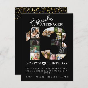 13. Geburtstag offiziell eine Teenager-Foto-Collag Einladung