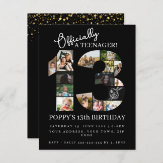 13. Geburtstag offiziell eine Teenager-Foto-Collag Einladung