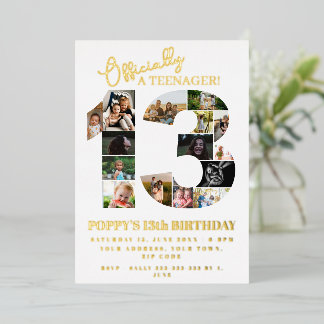 13. Geburtstag offiziell eine Teenager-Foto-Collag Folieneinladung