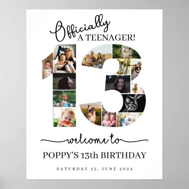 13. Geburtstag offiziell eine Teenager-Foto-Collag Poster (Vorne)