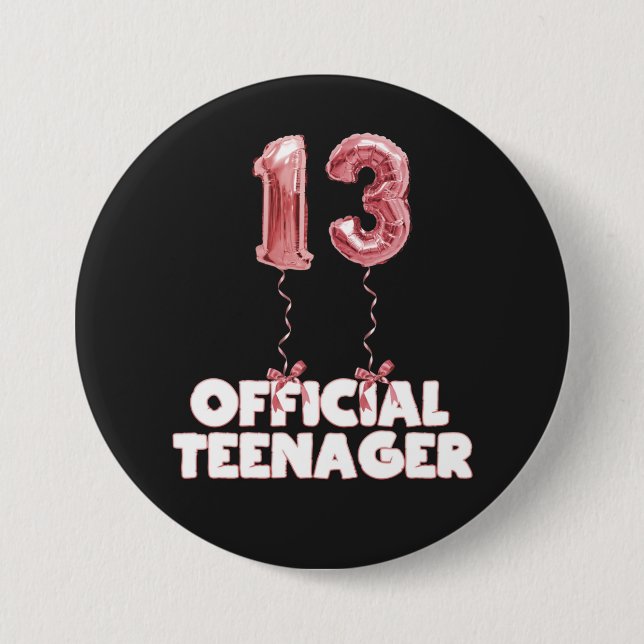 13. Geburtstag Offiziell Teenager Foil Balloons Button (Vorderseite)
