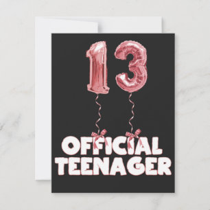 13. Geburtstag Offiziell Teenager Foil Balloons Mitteilungskarte