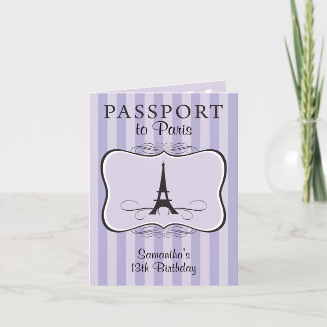 13. Geburtstag Paris Passport Einladung (Vorderseite)