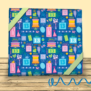 13. Geburtstag Pastel Blue Cake präsentiert Balloo Geschenkpapier Set