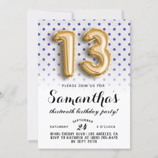 13. Geburtstag Punkt Glitzer Einladung