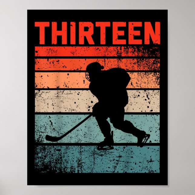 13. Geburtstag Retro Eishockey 13 Jahre alter Jung Poster (Vorne)