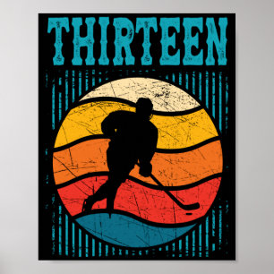 13. Geburtstag Retro Eishockey 13 Jahre alter Jung Poster