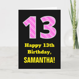 13. Geburtstag: Rosa Streifen und Herzen "13" + Na Karte