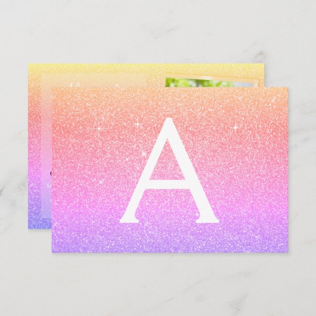 13. Geburtstag Sparkle Rainbow Foto Einladung (Vorne/Hinten)