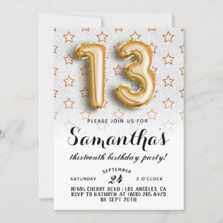 13. Geburtstag Star Glitzer Einladung