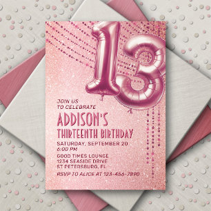 13. Geburtstag Teen Girl Rose Gold Einladung