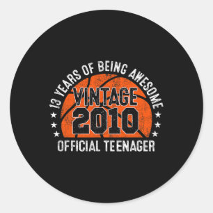 13. Geburtstag Vintag 2010 Offizieller Teenager 13 Runder Aufkleber