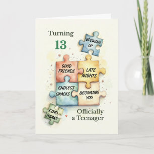 13. Geburtstag Werde Erwachsen Puzzle-Teile Karte