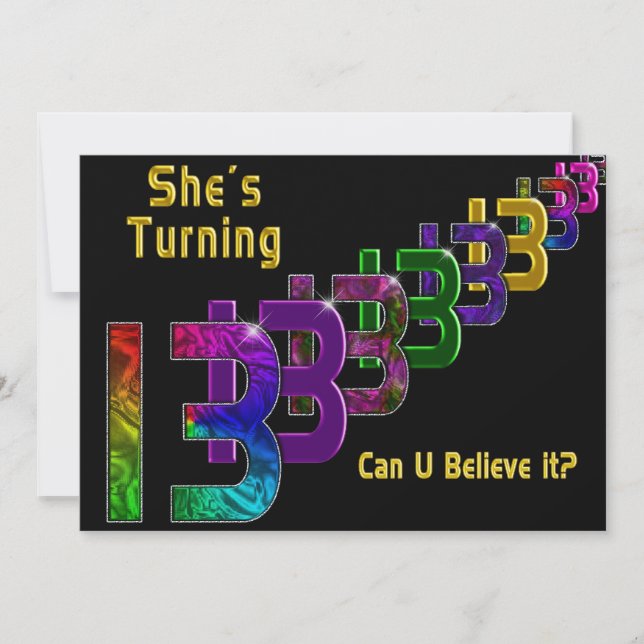 13. Geburtstags-EinladungsGirl, Abstrakte Zahlen Einladung (Vorderseite)