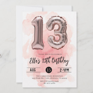 13. Geburtstagsblush Pink Einladung