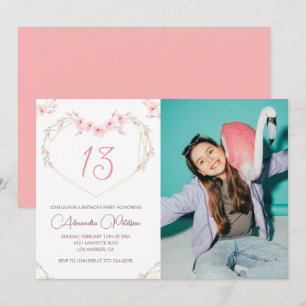 13. Geburtstagseinladungen Boho Floral Foto Einladung