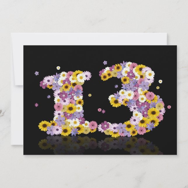 13. Geburtstagsfeier mit Blumenbriefen Einladung (Vorderseite)