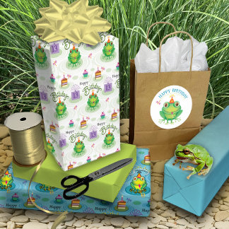 13. Geburtstagsfrosch mit Fun Wrapping P Geschenkpapier Set