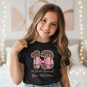13. Geburtstagsgeschenk Rosa Leopardenprint-Bogen T-Shirt