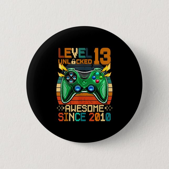 13. Geburtstagsgeschenkboys Stufe 13 Entsperrt 13  Button (Vorderseite)