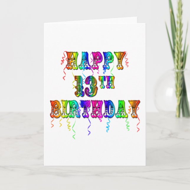 13. Geburtstagsgeschenke mit Circus Balloon Schrif Karte (Vorderseite)