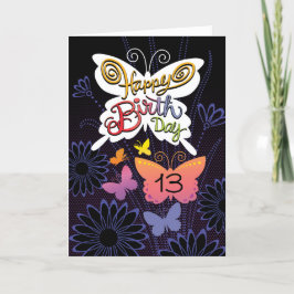 13. Geburtstagskarte Butterlies Hand Letter Card Karte
