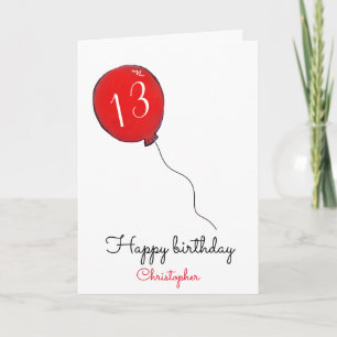 13. Geburtstagskarte Roter Ballon Karte