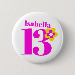 13. Geburtstagsmädchen Rosa Taste/Abzeichen Button