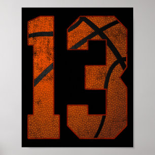 13. Geburtstagsparty Dreizehn 13 Jahre alt Basketb Poster