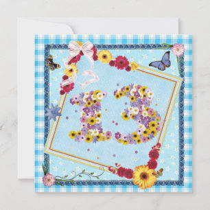 13. Geburtstagsparty Einladung Blume, Schmetterlin
