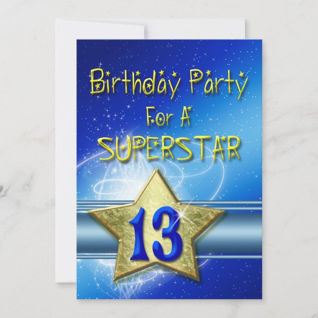 13. Geburtstagsparty Einladung für einen Superstar (Vorderseite)