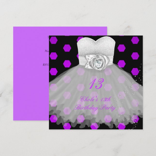 13. Geburtstagsparty Girls Einladung (Vorne/Hinten)
