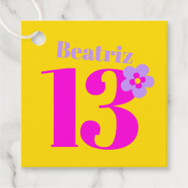 13. Geburtstagsparty Girls pinkgelb lila Geschenkanhänger