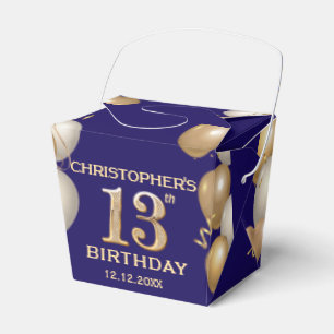 13. Geburtstagsparty Navy Blue and Gold Balloons Geschenkschachtel