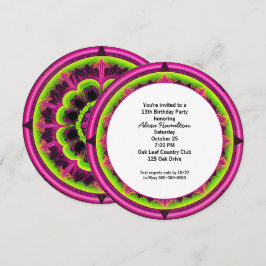 13. Geburtstagsparty Neon Kaleidoskop Einladung