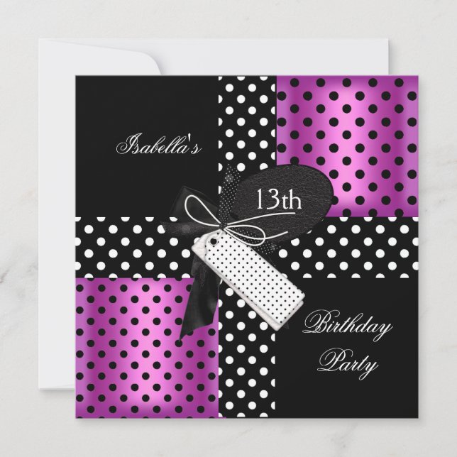 13. Geburtstagsparty Teenagermädchen Einladung (Vorderseite)