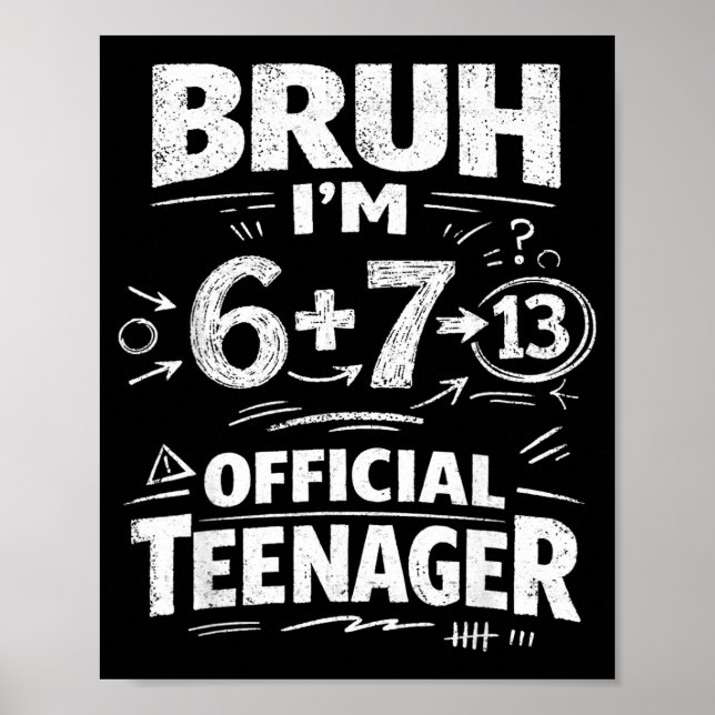 13. Geburtstagsshirt lustiger Meme 6 7 Geburtstag  Poster (Vorne)