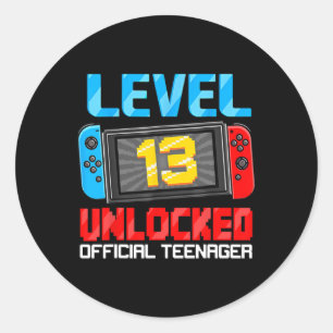 13. Geburtstagsspiel Stufe 13 Entsperrter Offiziel Runder Aufkleber