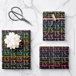 13. Geburtstagstypografie Geschenkpapier Set