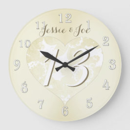 13. Hochzeit-Jubiläum Lace-like Heart Große Wanduhr