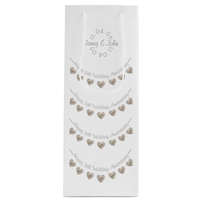 13. Hochzeit Jubiläum Spitzenweinbeutel Geschenktüte Für Weinflaschen (Vorderseite)