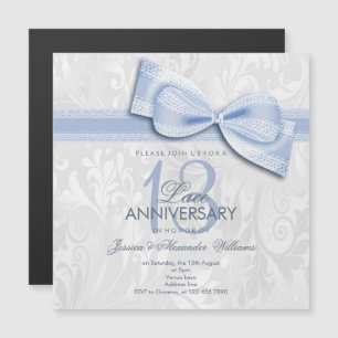 13. Hochzeitstag Damast und falsche Schleife Magneteinladung