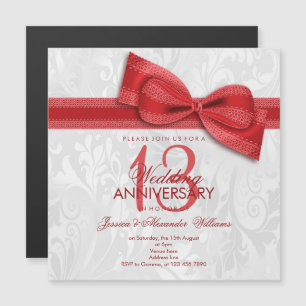 13. Hochzeitstag Damast und Faux Bow Magneteinladung