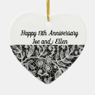13. Hochzeitstag, Hochzeitsfeier Keramik Ornament