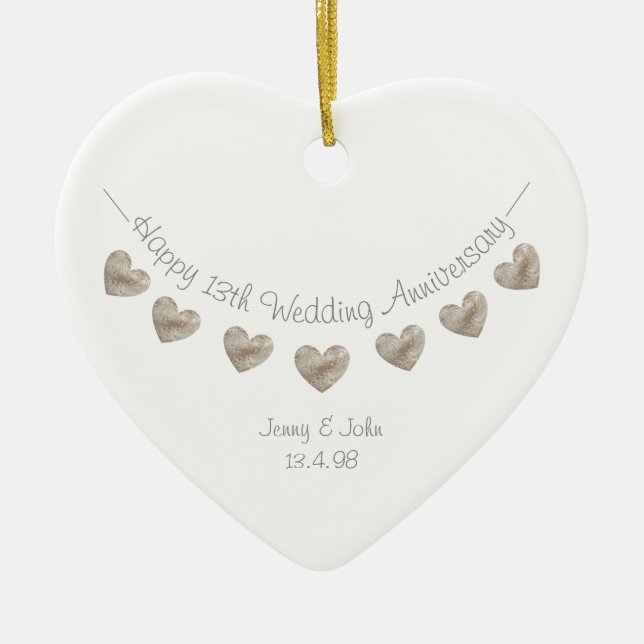 13. Hochzeitstag Keramik Ornament (Vorne)