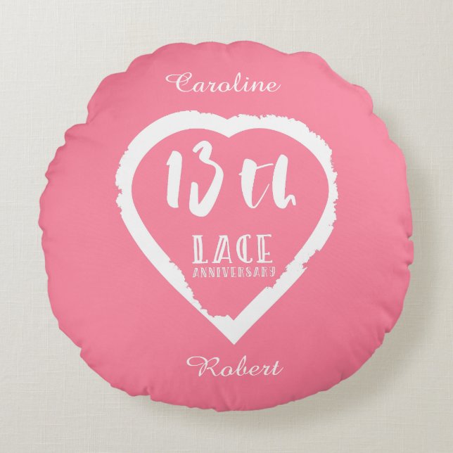 13. Hochzeitstag traditioneller Hochzeitstag Rundes Kissen (Vorderseite)