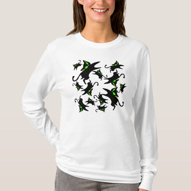 13 Irving das schwarze Kätzchen-Springen T-Shirt (Vorderseite)